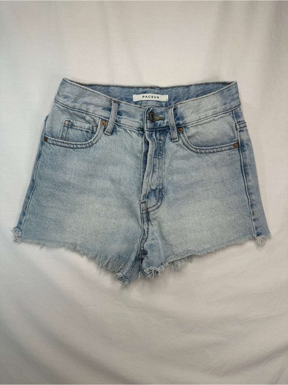 PacSun Light Blue High-Rise Frayed Denim Shorts